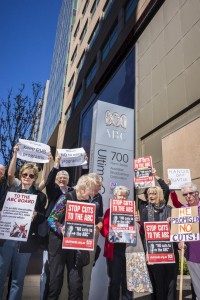 Budget cuts protest outside ABC Board Meeting in Sydney